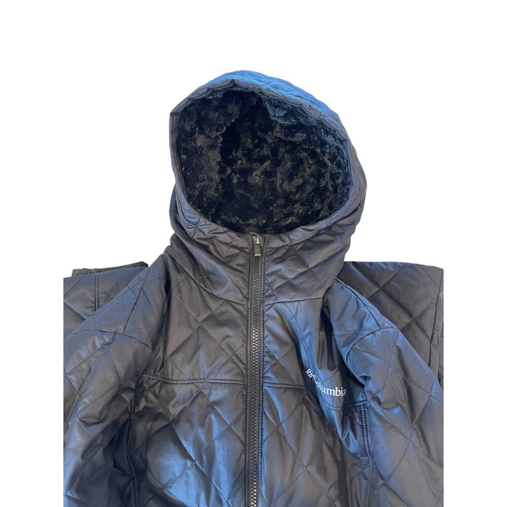 Columbia Copper Crest Hooded Jacket Cozy Quilted Sherpa Lined Black Womens Sz L - Picture 3 of 12